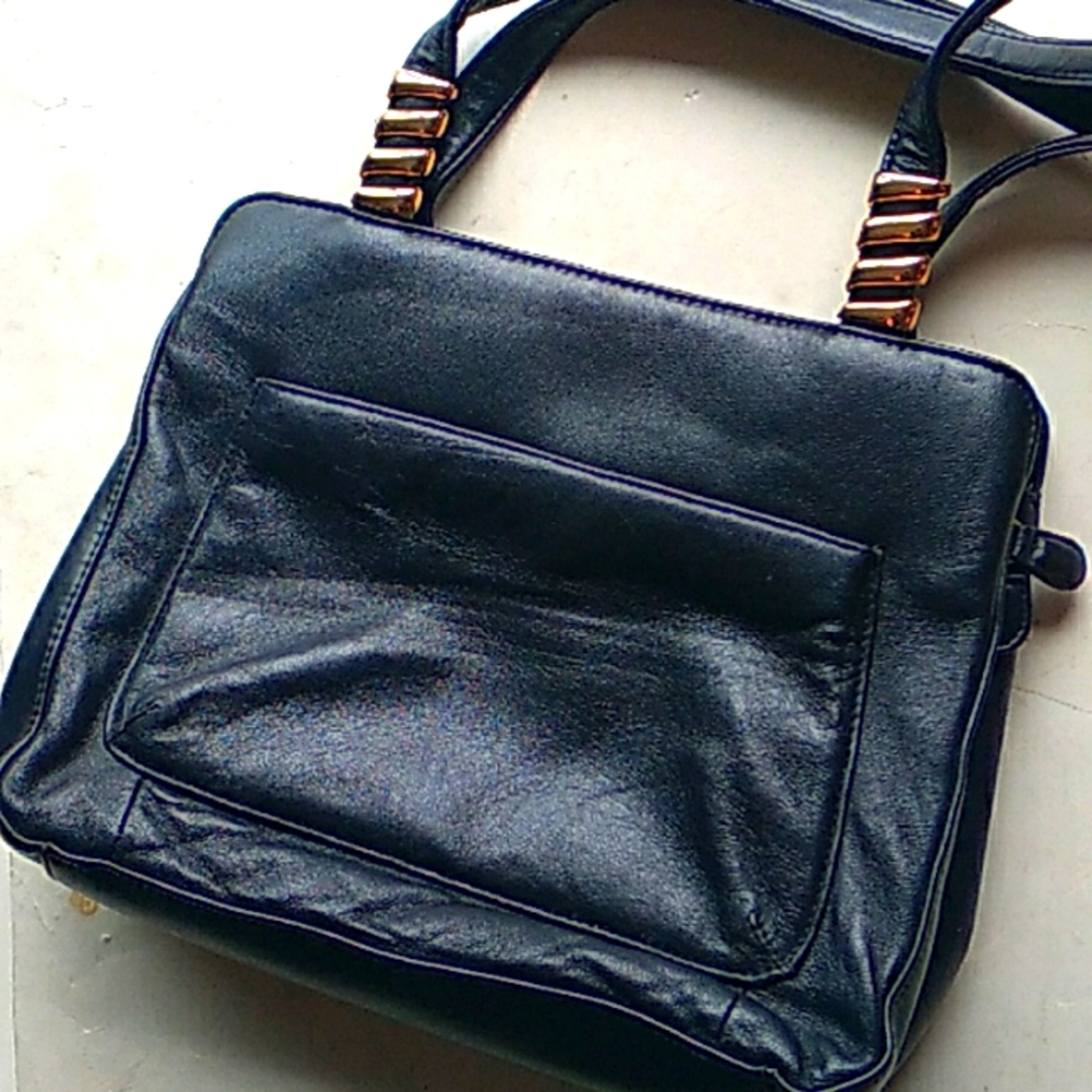 Marlo Black Shoulder Bag with gold accents